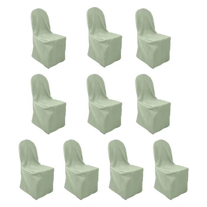 10 Pack Polyester Chair Cover for Banquet Chairs Sage Green – Stain-Resistant Reusable Slip-On SlipcoverChair Covers