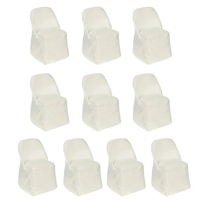 10 Pack Polyester Chair Covers for Folding Chairs Ivory – Wrinkle-Free Stain-Resistant Slip-On SlipcoversChair Covers