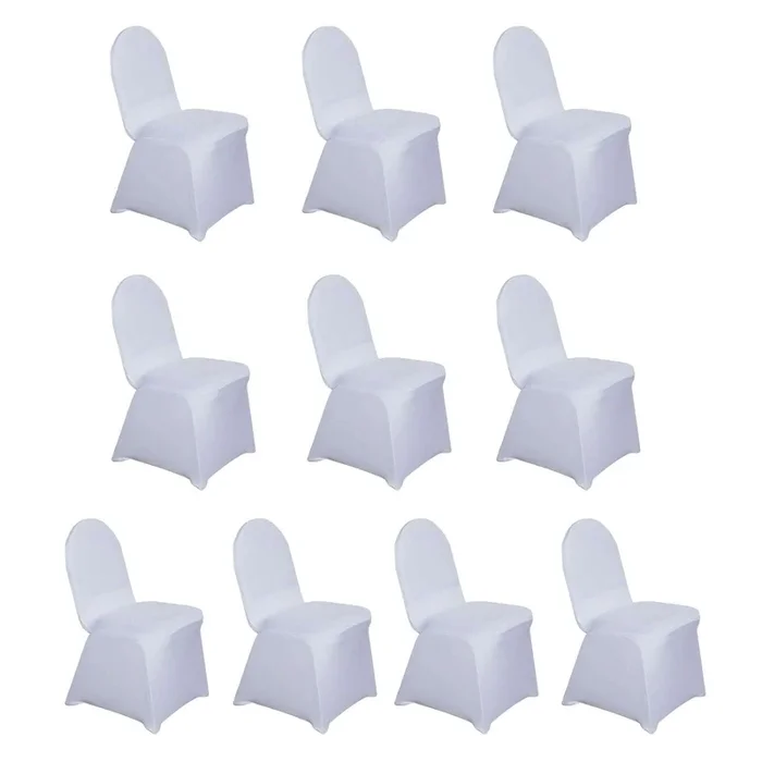 10 Pack Spandex Chair Covers for Banquet Chairs White – Durable Reusable Stretch Slip-On Covers for GatheringsChair Covers