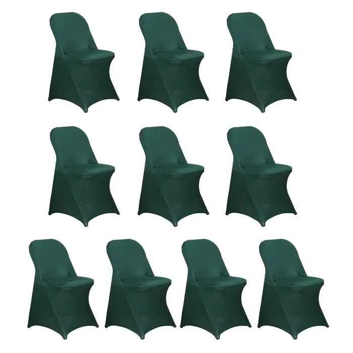 10 Pack Stretch Spandex Chair Covers Hunter Emerald Green for Folding Chairs – Durable 160GSM Fitted SlipcoversChair Covers
