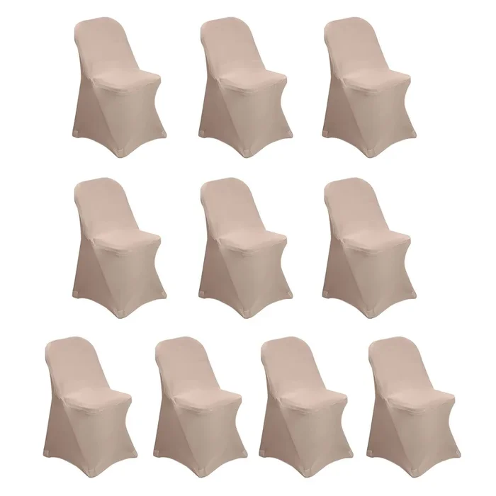 10 Pack Stretch Spandex Chair Covers Nude for Folding Chairs – Durable 160GSM Fitted SlipcoversChair Covers