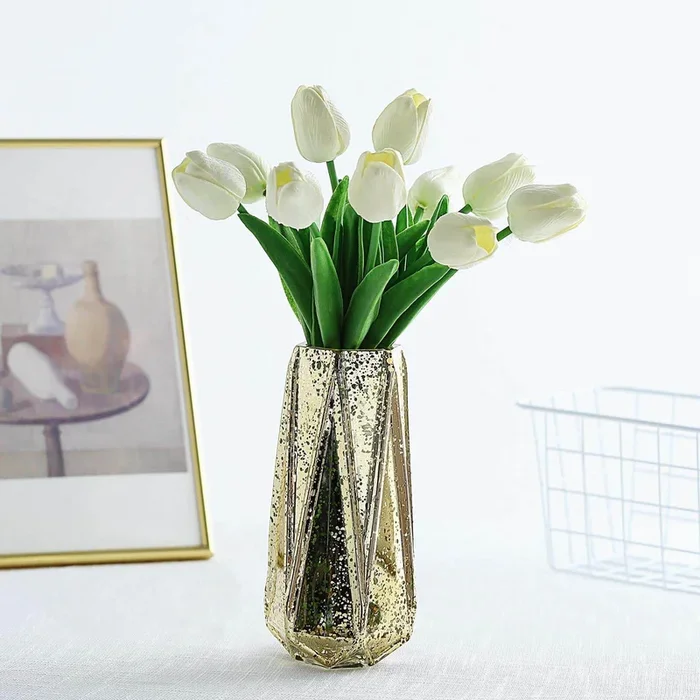 10 Stems 13″ White Real Touch Artificial Foam Tulip Flower BouquetsSilk Flowers