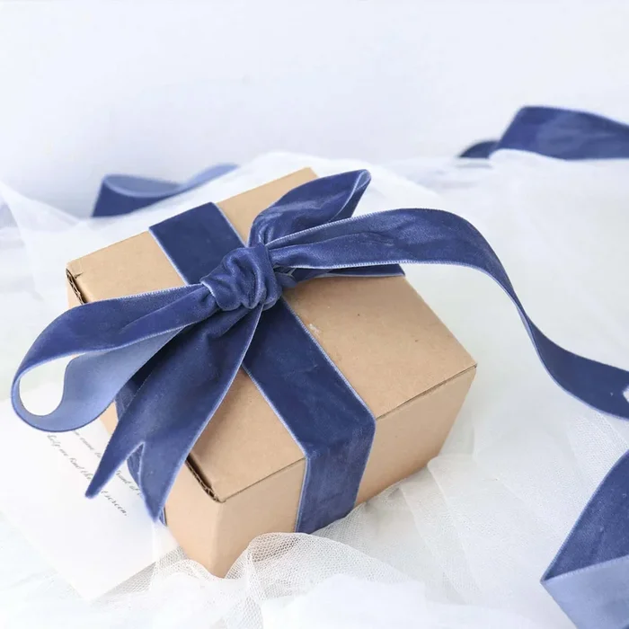10 Yards Navy Blue 1″ Velvet Single Faced Ribbon Spool, DIY Craft Supplies, Velvet and Nylon Ribbon RollRibbons