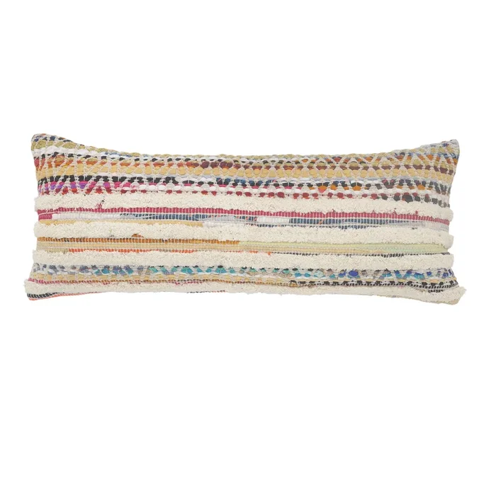 100% Cotton Striped Zippered Pillow – Decorative Cushion for Sofa, Bed, or Chair