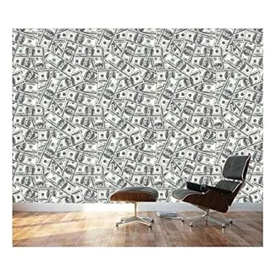 100 Dollar Bills Collage Background – Large Money Wall Mural, Removable Peel and Stick Wallpaper, Home Decor – 66×96 inches