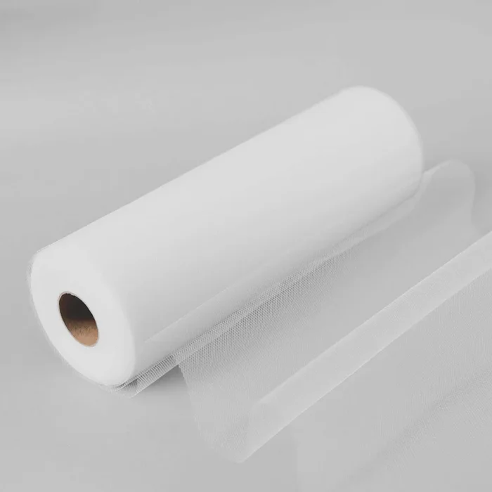 12″x100 Yards White Tulle Fabric Bolt, Sheer Fabric Spool Roll For CraftsTulle