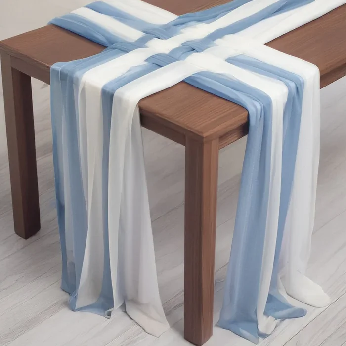 20-Pack 9ft Sheer Table Runners – Dusty Blue/Ivory Shimmer Sheer Drapes, Wrinkle-FreeRunners