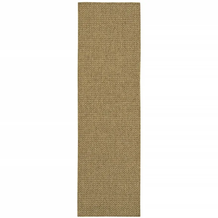 2X8 Solid Tan Indoor Outdoor Runner Rug