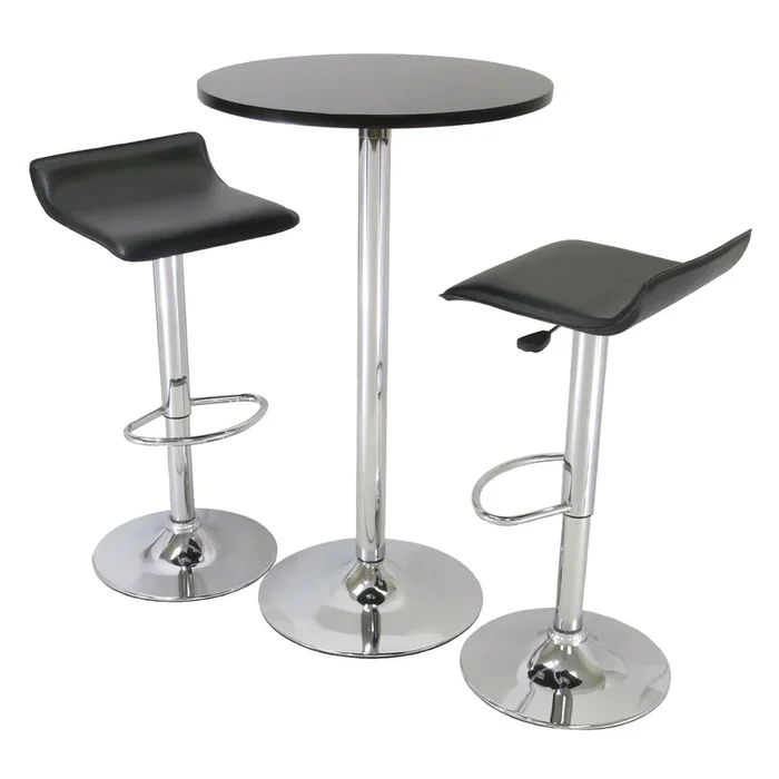 3 Piece Modern Dining Set with Bistro Table and Two Stools.