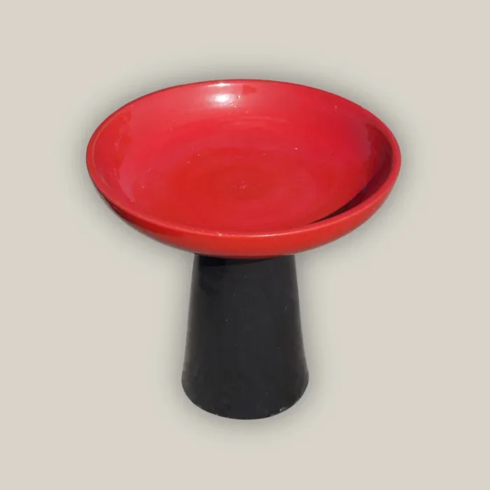 3106L14FS – Ceramic Bird Bath – Bright Red Top & Black StandBird Bath
