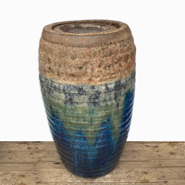 5251S43 – Angkor/Marble Green Ceramic Ringed Drum FountainFountains