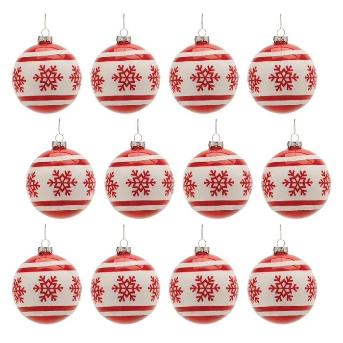 6-Pack Snowflake Glass Ball Ornaments – Winter-Themed Christmas Tree Decor with Frosted Etched Snowflake Pattern