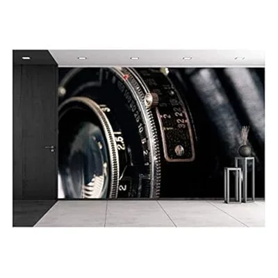 A Retro Camera Lens Close-Up – Removable Wall Mural | Self-Adhesive Large Wallpaper – 66×96 inches