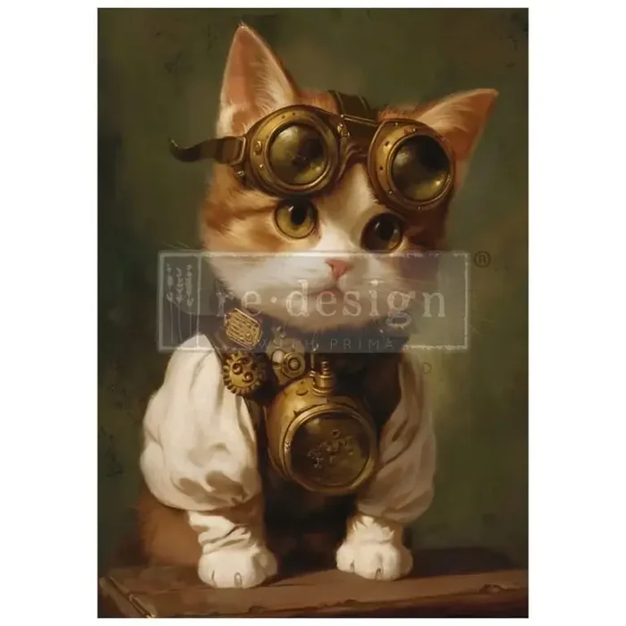 A1 Decoupage Fiber – Clockwork Kitty – 1 sheet, A1 size — Flipping Fabulous