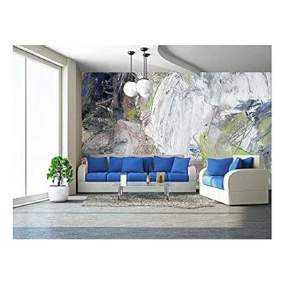 Abstract Multicolor Layer Artwork, Opaque and Transparent Oil Paint Textures on Canvas – Removable Wall Mural | Self-Adhesive Large Wallpaper – 100×144 inches