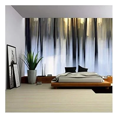 Abstract Winter Forest Scene, Intentional Vertical Blur Done in-Camera. – Removable Wall Mural | Self-Adhesive Large Wallpaper – 100×144 inches