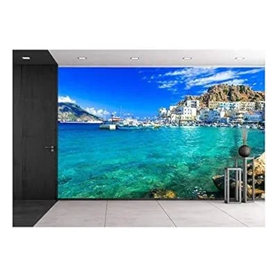 Beautiful Islands of Greece- Karpathos- Pigadia – Removable Wall Mural | Self-Adhesive Large Wallpaper – 66×96 inches