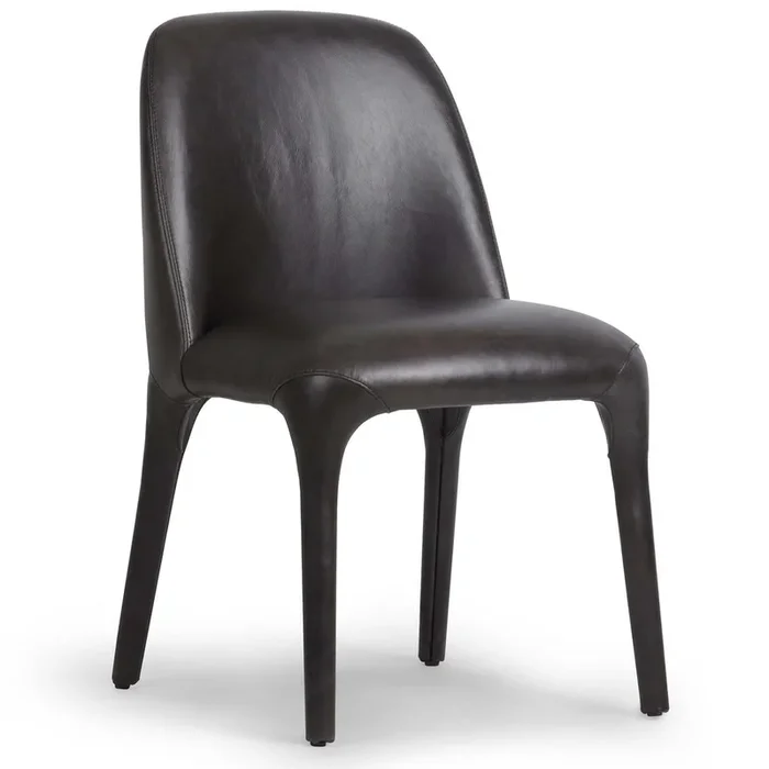 Bensen Leather Dining Chair, Sonoma Black, Set of 2 by Four Hands