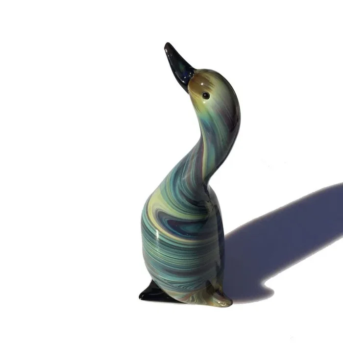 BlueandGreenGooseSculptureinArtisticGlass|RealMuranoGlass