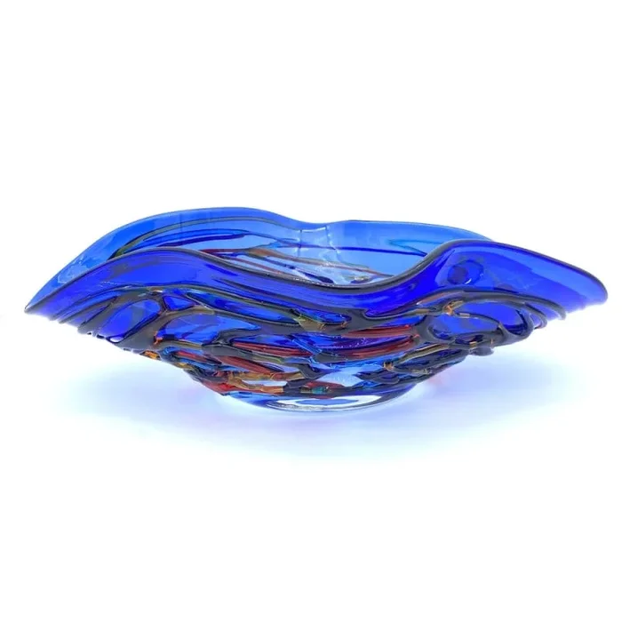 CiotolainVetrodiMuranoUnicaconSfumatureBlueFilamentiMulticolori