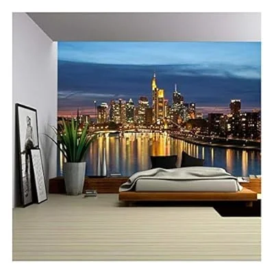 City Skyline at Night – Removable Wall Mural | Self-Adhesive Large Wallpaper – 66×96 inches