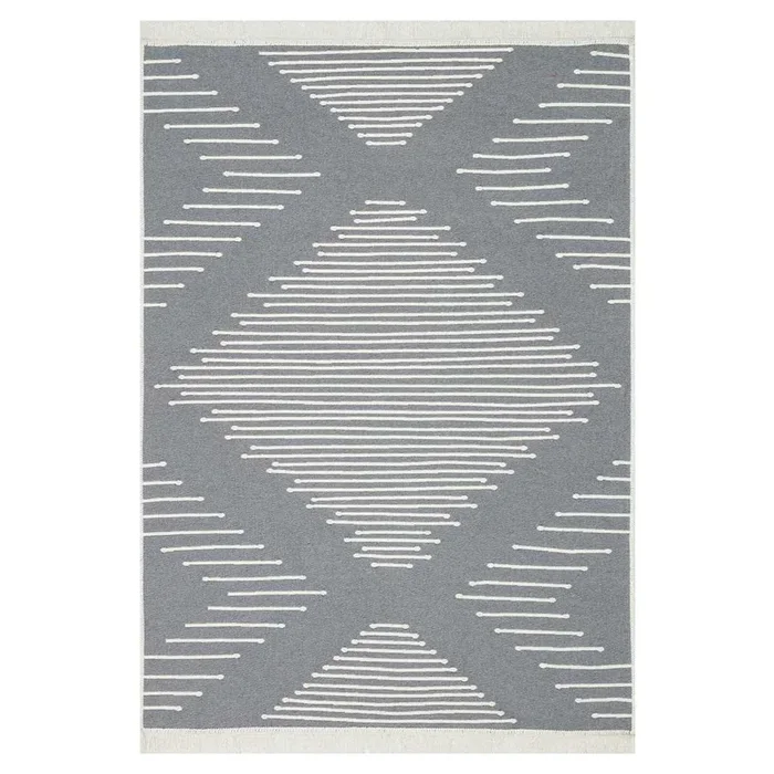 (D586) Arya Grey Diamond Design Washable Area Rug, 5×7