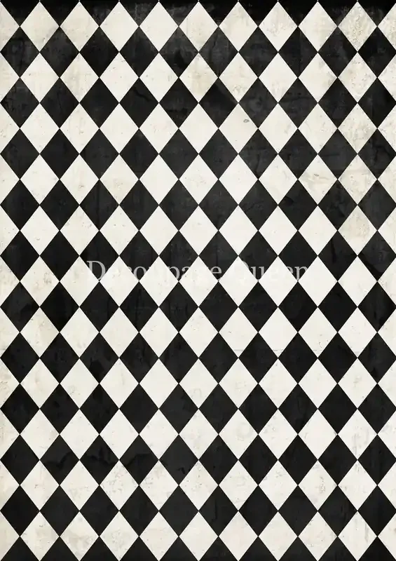 Decoupage Queen Rice Paper – Black & Ivory Harlequin — Flipping Fabulous
