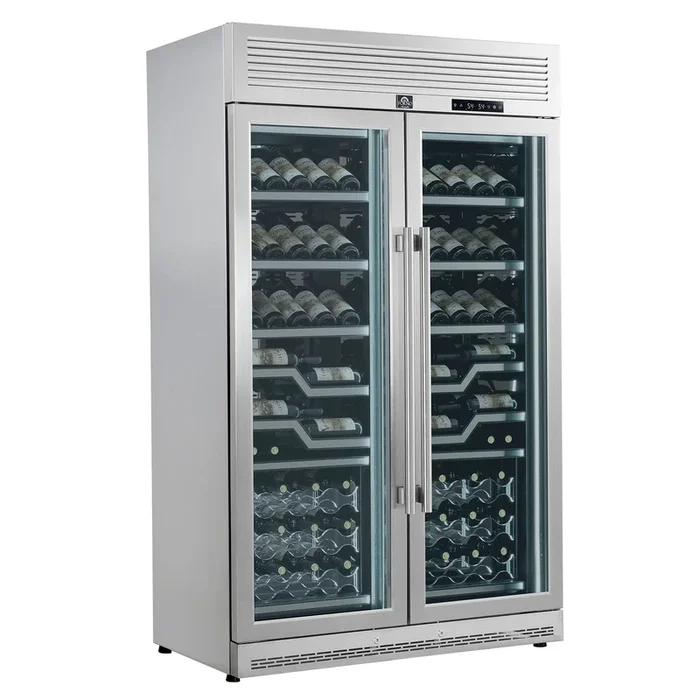 FORNO Abruzzo 48″ 24 cu.ft. 102 Bottle Dual Zone Wine Cooler with Clear Acrylic Holders & Stainless Trim Shelves, FWCDR6611-48S