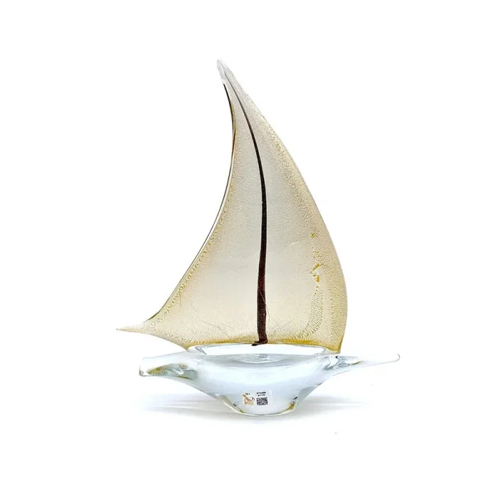 GoldCrystalSailboatinMuranoGlass|HandcraftedGlassSculpture
