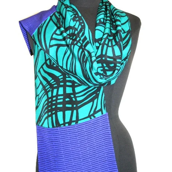 Hand-screened swirl silk scarfscarf