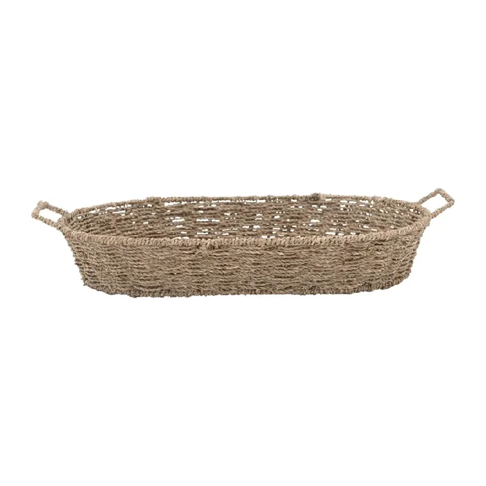 Hand-Woven Seagrass Decorative Tray with HandlesBowls and Trays