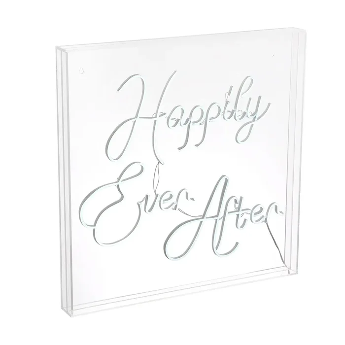 Happily Ever After 23.63″ Square Contemporary Glam Acrylic Box USB Operated LED Neon Light
