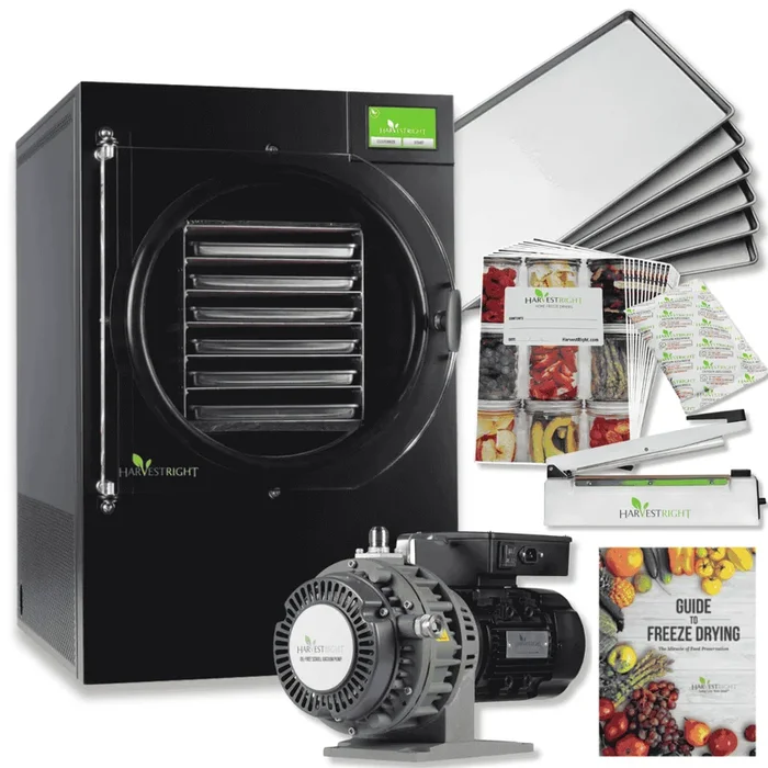 Harvest Right Large Home Pro Freeze Dryer with Oil Free Vacuum Pump, 6 Trays and Mylar Starter Kit in Black