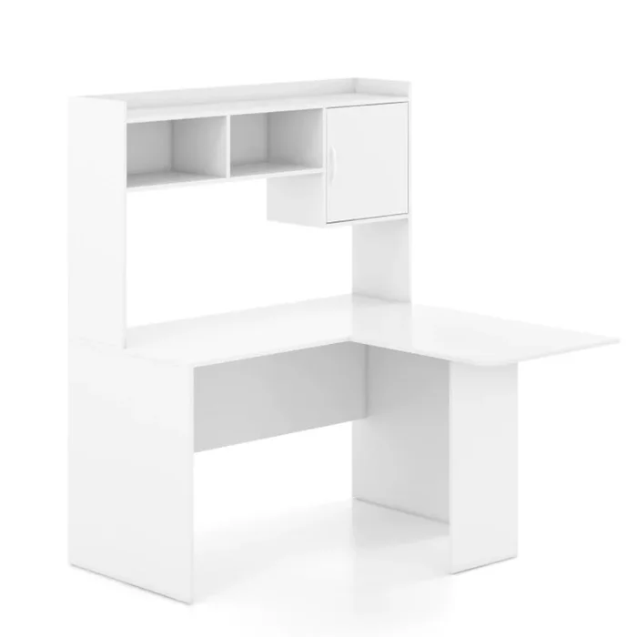 Hivvago L-Shaped Desk Corner Computer Desk with Open Storage Hutch and Cabinet