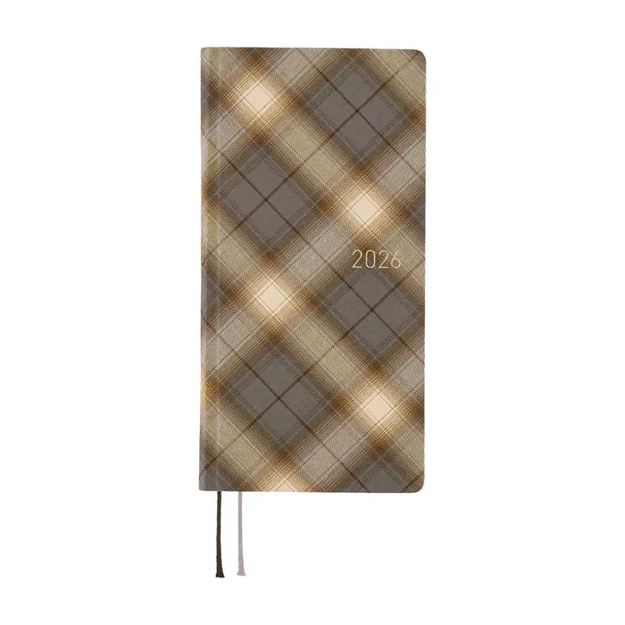 Hobonichi 2026 Weeks Shirt Fabric Foggy Plaid [ENG/Tall & Slim/Jan Start]