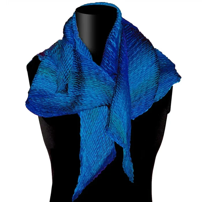 Jewel-tone shibori silk scarf, sapphirescarf