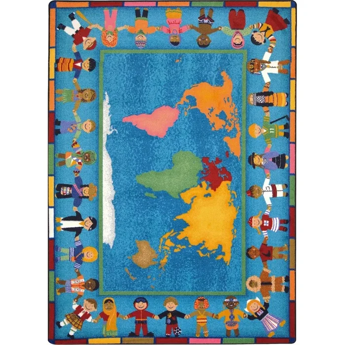 Joy Carpets Kid Essentials Hands Around the World 10’9 x 13’2 Area Rug in Color Multi