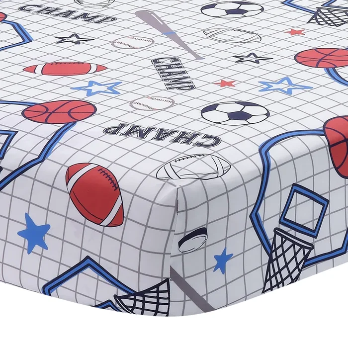 Lambs & Ivy Baby Sports 100% Cotton Fitted Crib Sheet – Football/Basketball