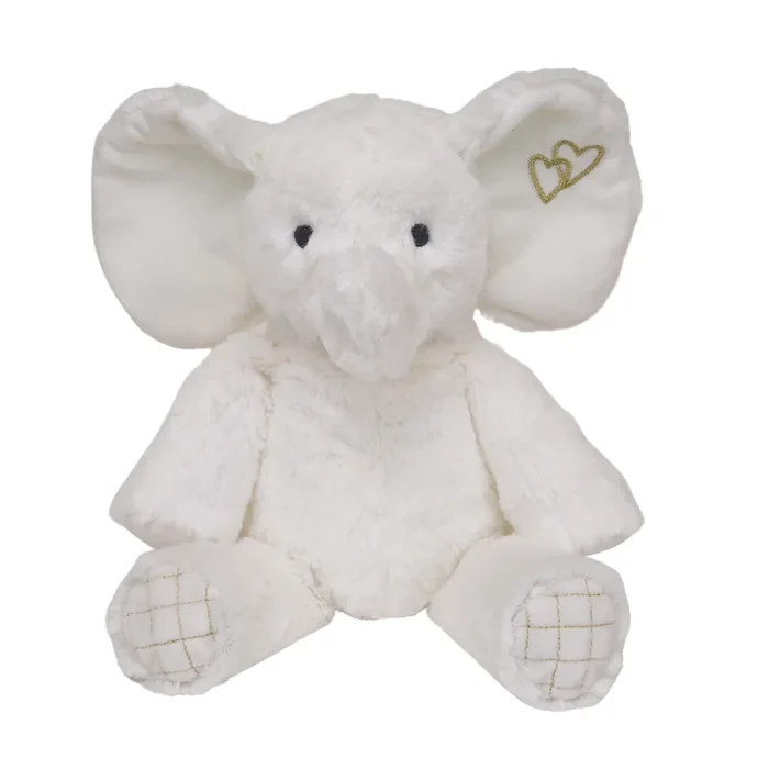 Lambs & Ivy Signature Jamboree Plush Elephant – Marshmallow – Gray, Gold, White