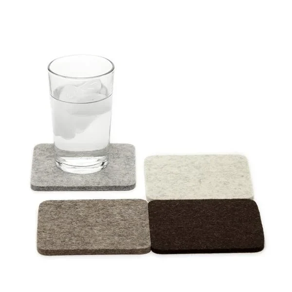 Merino wool felt square coasters, Earth, set of 4coaster
