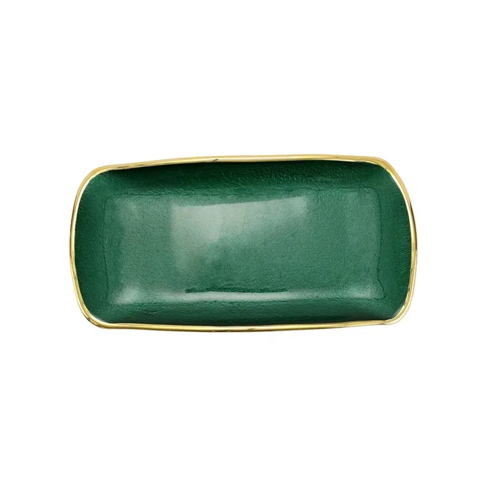 Metallic Glass Emerald Rectangular TrayRectangular Trays