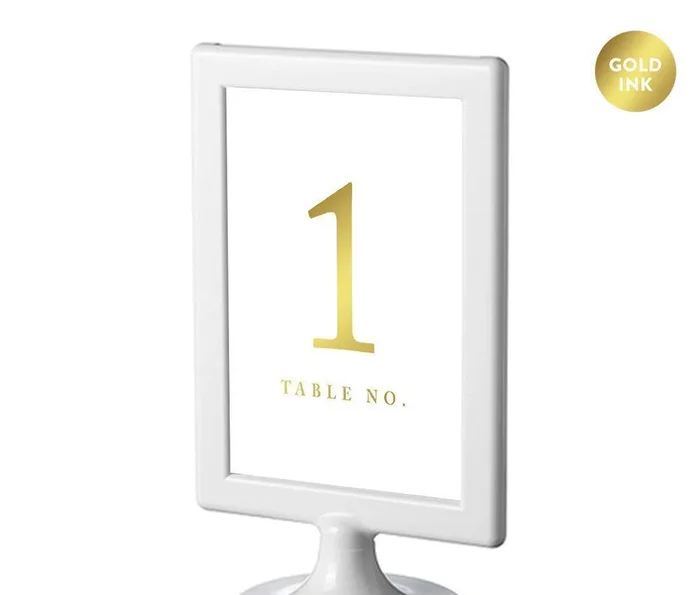 Metallic Gold Ink Framed Double-Sided DIY Table NumbersSet of 8