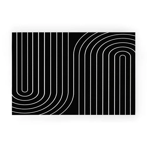 Minimal Line Curvature Black Welcome MatDYD Welcome Mat