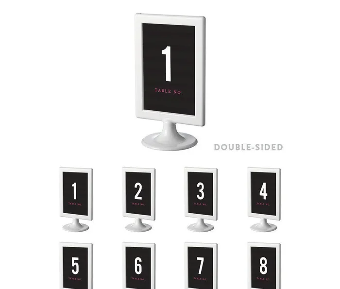 Modern Black and White Stripes Wedding Framed Table NumbersSet of 8
