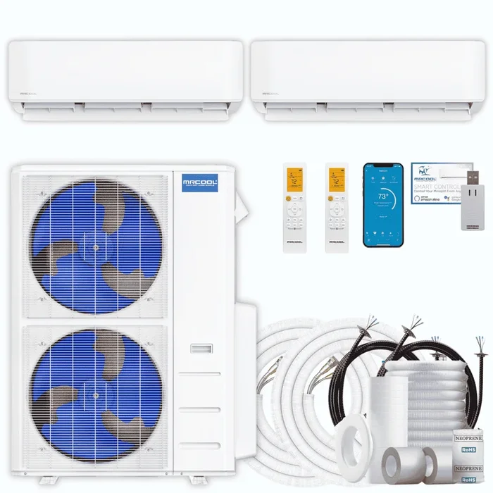 MRCOOL DIY 5th Gen 2-Zone 42,000 BTU Ductless Mini Split Air Conditioner & Heat Pump with Pre-Charged Line Sets (6K+36K), DIYM255HP