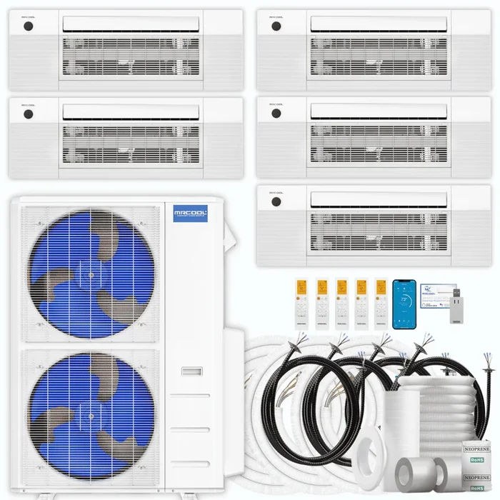 MRCOOL DIY 5th Gen 5-Zone 36,000 BTU Ceiling Cassette Ductless Mini Split Air Conditioner & Heat Pump with Pre-Charged Line Sets (6K+6K+6K+6K+12K), DIYM548HP