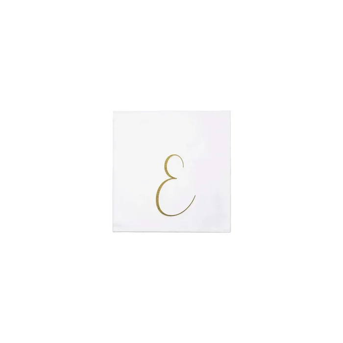 Papersoft Napkins Gold Monogram Cocktail Napkins – E (Pack of 20)Cocktail Napkins