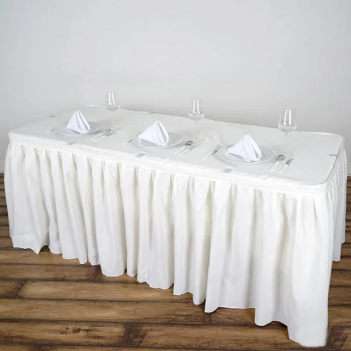 Polyester 14ft Table Skirt Ivory – Classic Pleated DesignTable Skirts