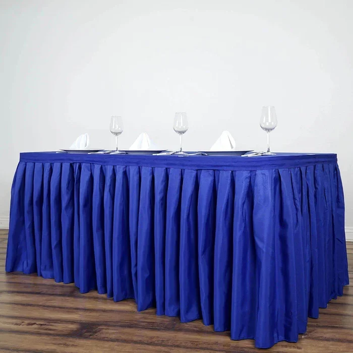 Polyester 17ft Table Skirt Royal Blue – Classic Pleated DesignTable Skirts