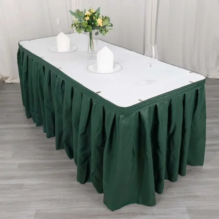 Polyester 21ft Table Skirt Hunter Emerald Green – Classic Pleated DesignTable Skirts